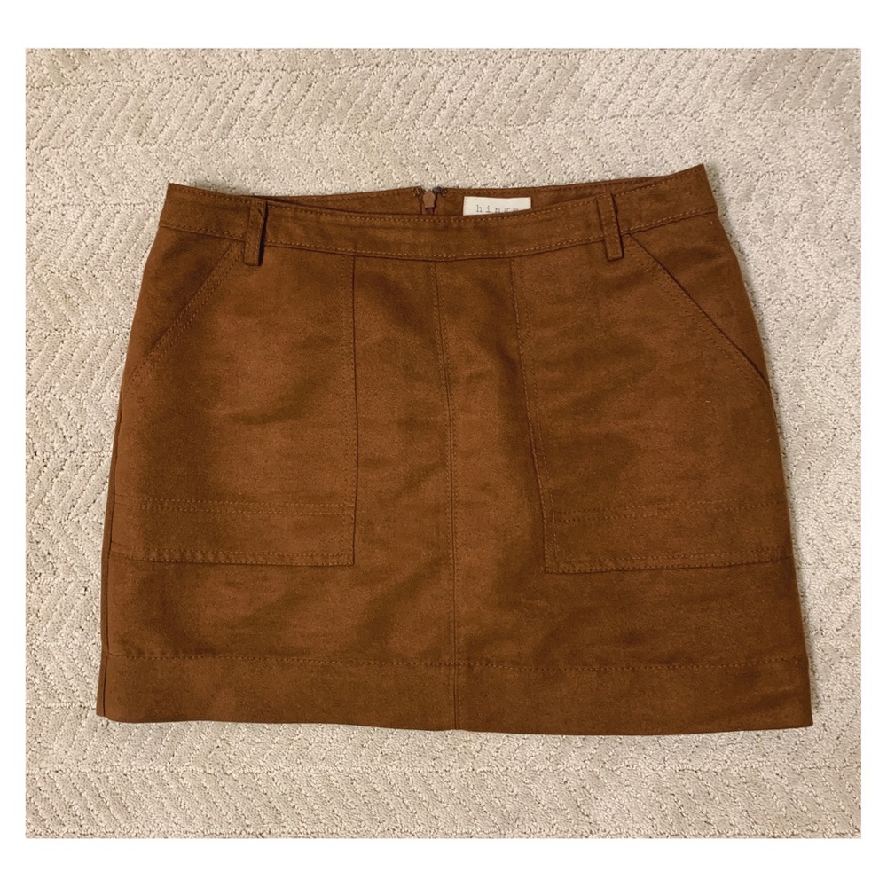 Hinge Camel Brown Suede Skirt